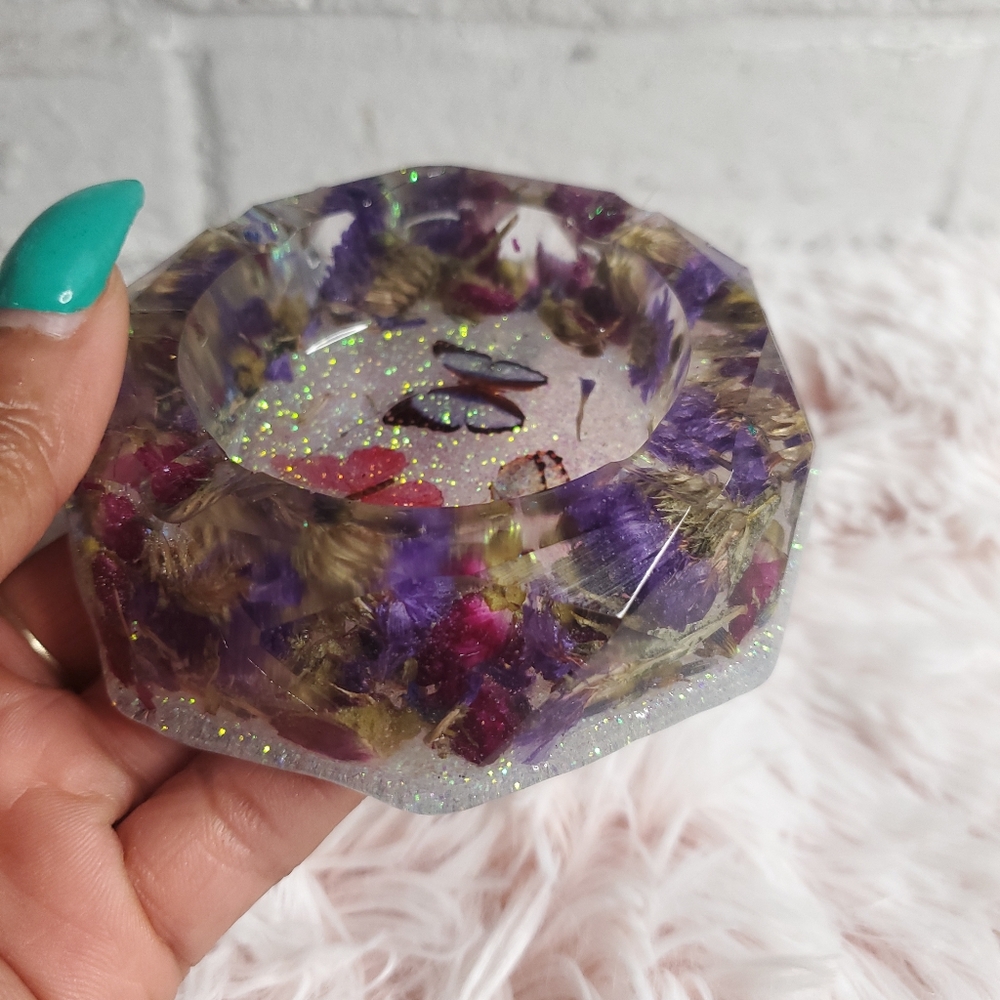 Floral Butterflies Resin Tray